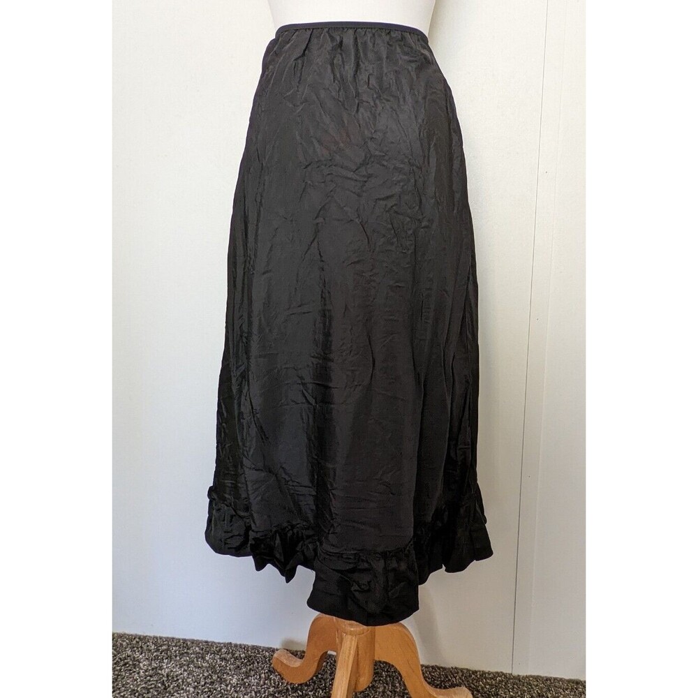 Vintage 40s Perlcrest Black Ruffled Hem Taffeta Petticoat Slip S